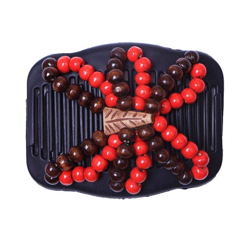 LOVEF 3 Pcs Women Magic Hair Combs Wood Beaded Stretch Double Side Combs Clips Bun Maker Hair Accessories Random Color - Image 5